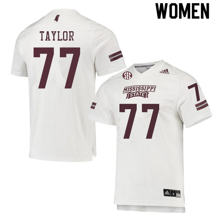 Women #77 Lucas Taylor Mississippi State Bulldogs College Football Jerseys Sale-White - Click Image to Close